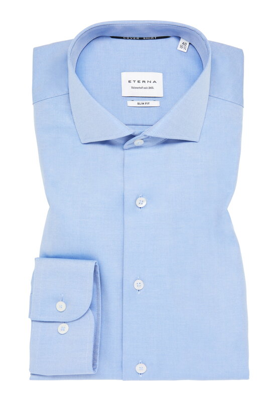 ETERNA Slim Fit sredne modrá nie presvitajúca košeľa dlhý rukáv Non Iron