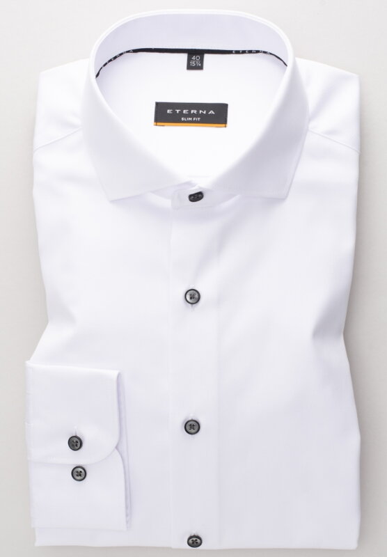 ETERNA Slim Fit pánska košeľa biela cover s tmavým kontrastom Non iron Cover