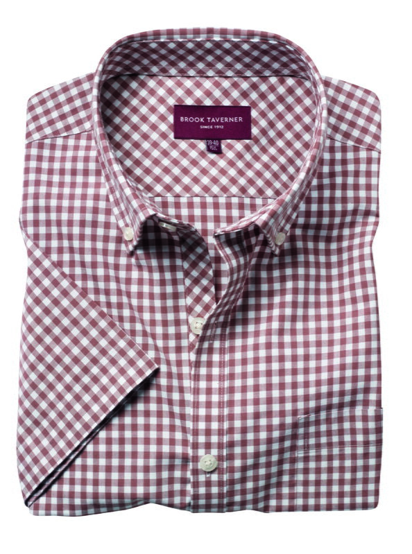 Pánská károvaná košile Portland s krátkým rukávem Tailored Fit Brook Taverner 