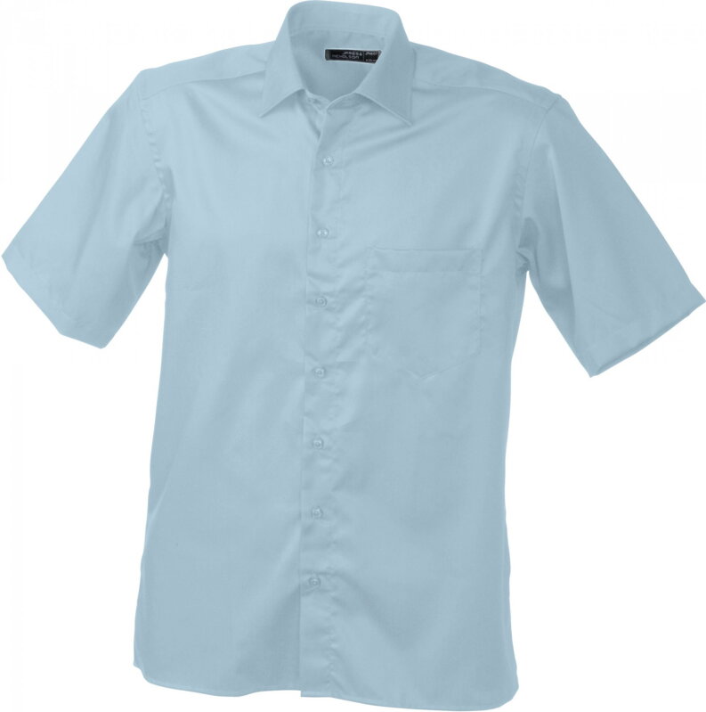Pánska košeľa James&Nicholson krátky rukáv 100% bavlna rypsový keper Easy Care