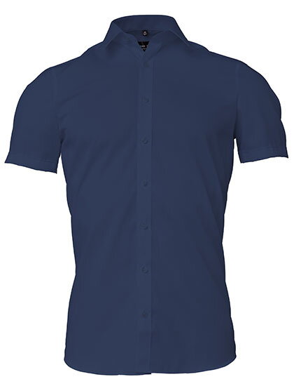 Marvelis Body Fit pánska košeľa krátky rukáv 100% popelín Navy