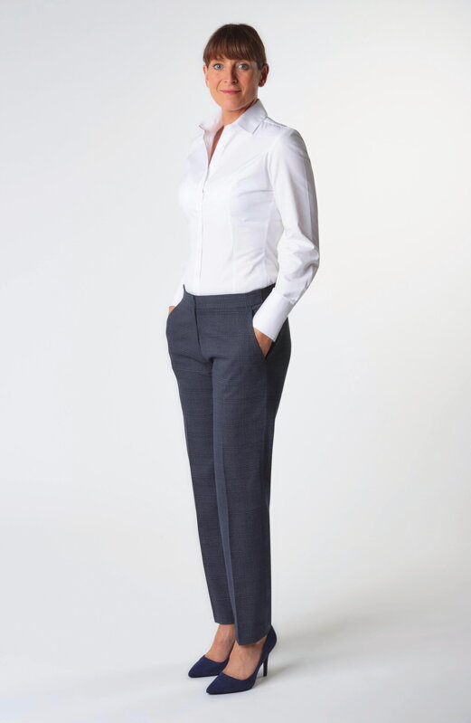 Dámské kalhoty Stella se vzorem úzký střih Brook Taverner Nezakončená délka 94 cm