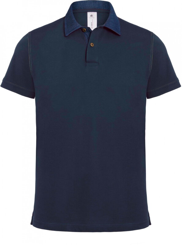 Pánske polo tričko denim límček v kontraste krátky rukáv 100% bavlna Pánske polo tričko denim límček v kontraste krátky rukáv 100% bavlna