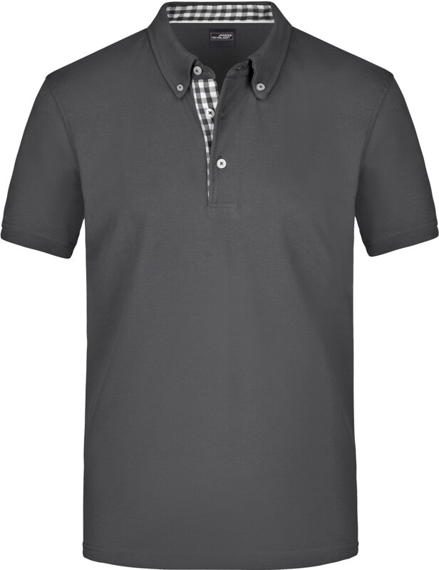 Pánska polo košeľa Button-down kockovaný kontrast 100% česaná bavlna James Nicholson Pánska polo košeľa Button-down kockovaný kontrast 100% česaná bavlna James Nicholson