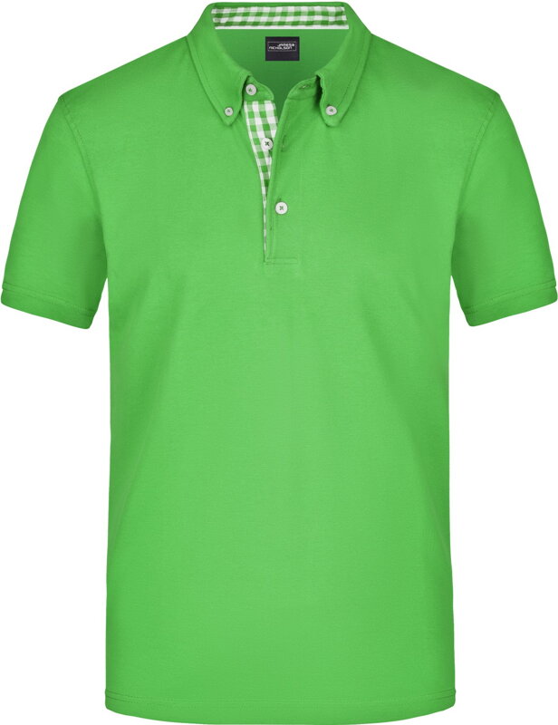 Pánska polo košeľa Button-down kockovaný kontrast 100% česaná bavlna James Nicholson