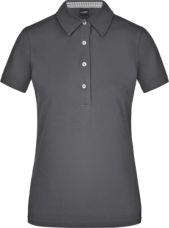 Dámska polo košeľa kockovaný kontrast 100% česaná bavlna James Nicholson
