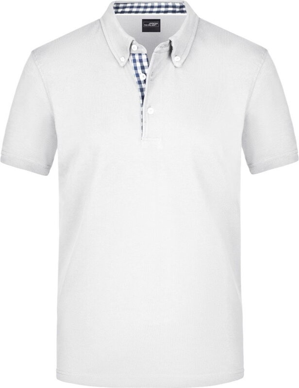 Pánska polo košeľa Button-down kockovaný kontrast 100% česaná bavlna James Nicholson Pánska polo košeľa Button-down kockovaný kontrast 100% česaná bavlna James Nicholson