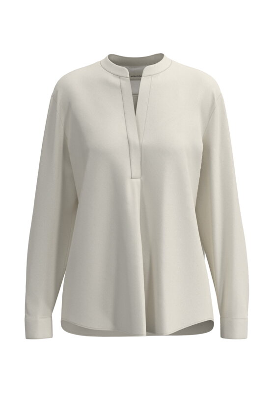 Luxusná dámska béžová blúzka s výstrihom do V a nízkym stojačikom Seidensticker