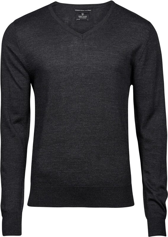 Pánsky pletený sveter s výstrihom do písmena V merino vlna & akryl