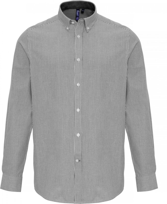 Číšnická proužkovaná košile s kontrastem Oxford classic fit Easy Care Premier Stripes