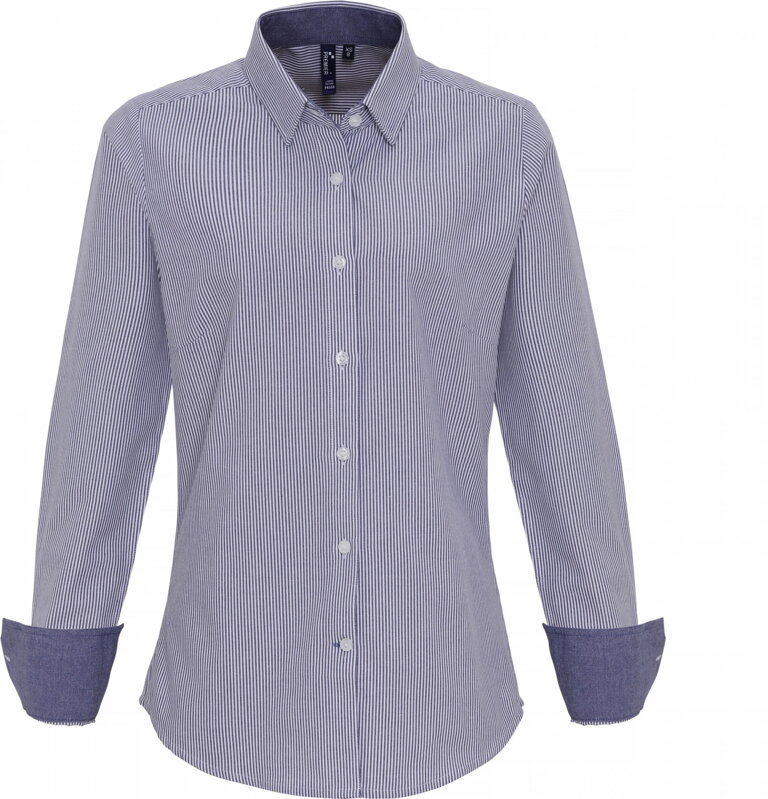 Dámska prúžkovaná košeľa s kontrastom Oxford classic fit Easy Care Premier Stripes