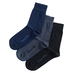 Modrá, sivá, čierna - pánske jednofarebné ponožky 3 páry