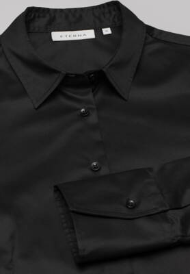 ETERNA Modern Classic dámska čierna cover blúzka dlhý rukáv rypsový keper 100% bavlna Easy Care