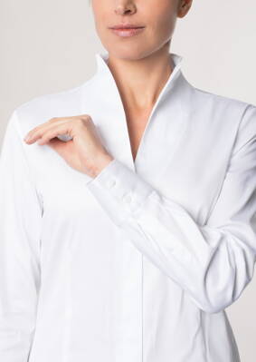 Elegantní dámská bílá halenka s dlouhým rukávem ETERNA 95% bavlna 5% elastan easy iron