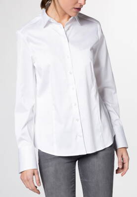 Biela dámska košeľa dlhý rukáv ETERNA Modern Classic saténová stretch bavlna Easy Iron