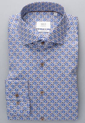 Luxusná pánska košeľa 1863 BY ETERNA Modern Fit Smart Casual košeľa modrý kvetinový vzor Non Iron