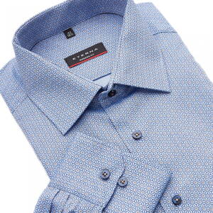 ETERNA Modern Fit pánska košeľa modro sivá s geometrickým vzorom Non Iron 43