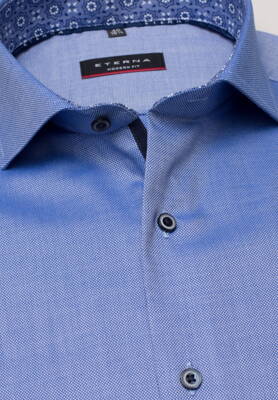 Smart Casual pánska košeľa ETERNA Modern Fit modrá s kontrastom Natté Non Iron