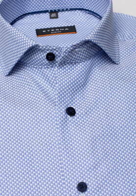 ETERNA Slim Fit pánska košeľa dekoratívny tkaný vzor svetlo modrá Non Iron