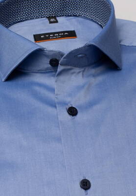 ETERNA Slim Fit strečová formálna košeľa dlhý rukáv modrá s kontrastom Non Iron 42