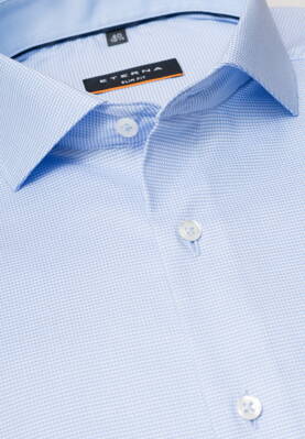 Business košeľa ETERNA Slim Fit stretch modrá károvaná s kontrastom Non iron