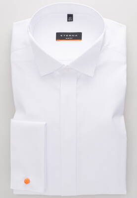 ETERNA Slim Fit biela smokingová nepresvitajúca košeľa na manžetové gombíky Non Iron