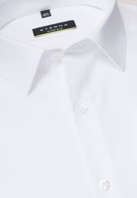 ETERNA Super Slim elastická košeľa pánska čisto biela nežehlivá úprava golier Mini Kent