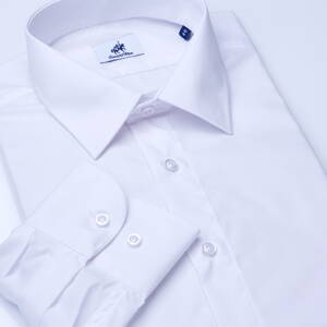 SmartMen čisto biela pánska košeľa dlhý rukáv moderný golier Kent Non Iron Slim fit
