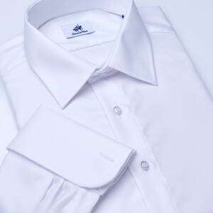 SmartMen pánska luxusná košeľa biela s manžetovými gombíkmi moderný golier Kent Slim Fit