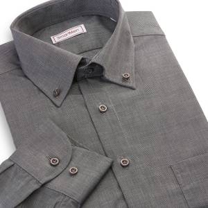 SmartMen pánska košeľa tmavo sivý melír dlhý rukáv Button-down Slim fit