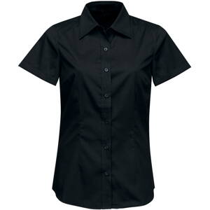 Firemná košeľa dámska čierna krátky rukáv 100 % bavlna s úpravou pre ľahké žehlenie