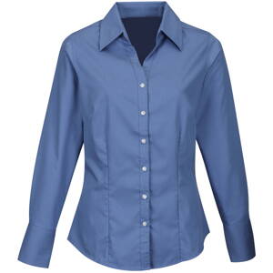 Pracovná košeľa dámska modrá dlhý rukáv 100 % bavlna s úpravou pre ľahké žehlenie