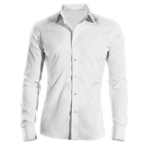 Pracovná košeľa pánska biela dlhý rukáv 100 % bavlna s úpravou pre ľahké žehlenie