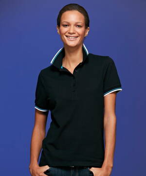 Čierne funkčné polo tričko dámske s farebnými kontrastmi stretch